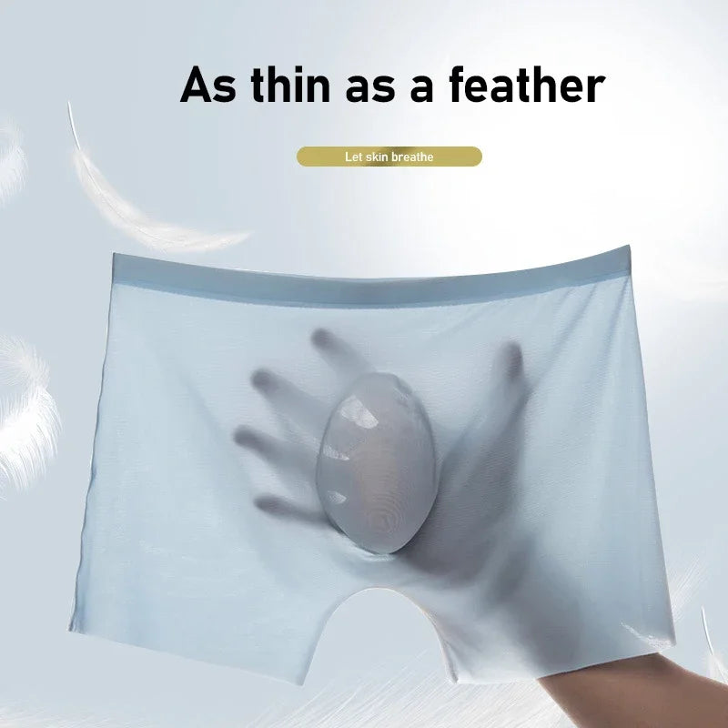 3Pcs/Lot Men's Summer Ultra-thin Boxers Briefs Ice Silk Seamless Underwear Sexy Lingerie Underpants Shorts Breathable Panties